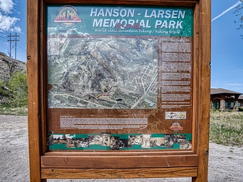Informational sign at Hanson-Larsen Memorial Park - mountain bike trails - in Rapid City, SD.