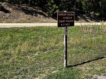 A sign along the Mickelson Trail at Englewood Trailhead.
