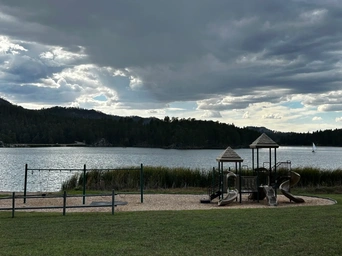 The playground on the shore of Stockade Lake in Custer State Park, South Dakota.