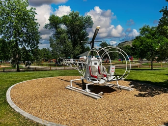 Playground shaped like a helicopter inside Storybook Island in Rapid City, South Dakota.