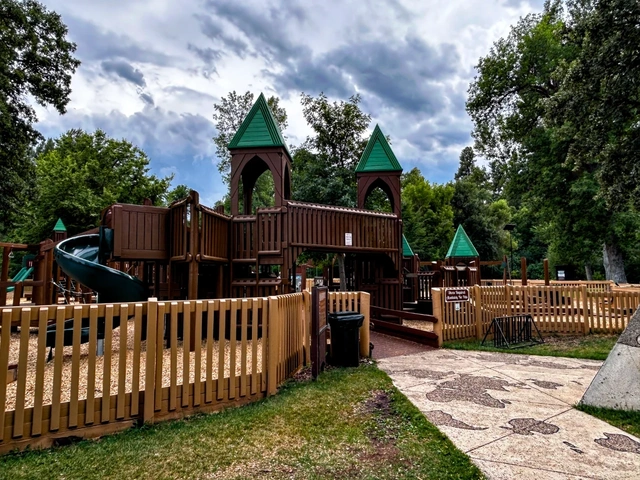 Castle style playground at Spearfish City Park in South Dakota. Next door to the DC Booth hatchery, river and city trail.