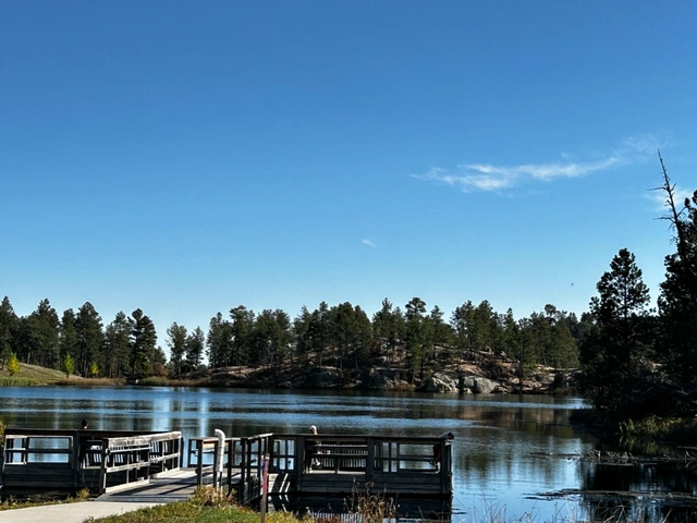 The dock at Legion Lake in the Black Hills - Custer State park.