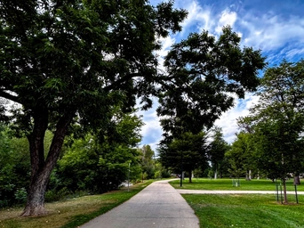 Spearfish Recreation Trail in the Black Hills as seen in the City Park along the river.