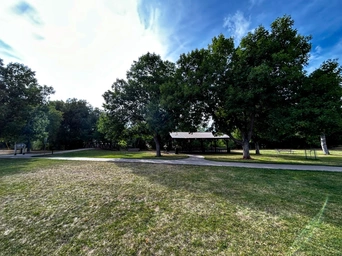 The pavilion and picnic area at Jorgensen Park in Spearfish, South Dakota.