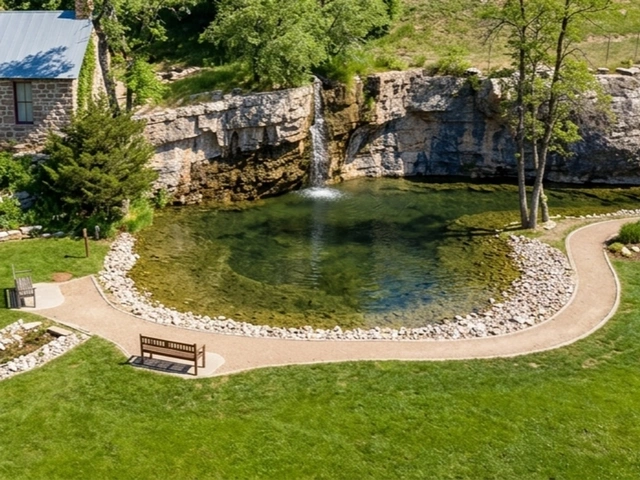 Indian Springs Park in Spearfish, South Dakota. As seen from above. AI- enhanced image.