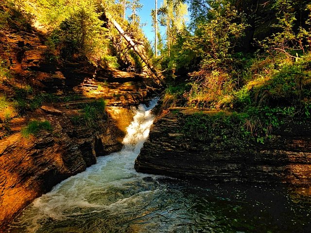 Devil's Bathtub in Spearfish Canyon - Black Hills South Dakota. Hiking trail and swimming hole.