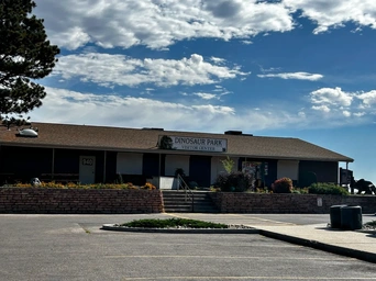 The Visitor's Center and gift shop for Dinosaur Park in Rapid City along Skyline Drive.