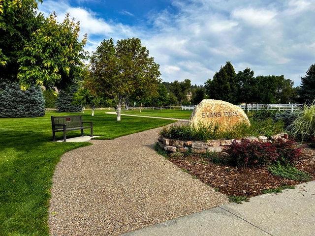 The entrance to Evans Park in Spearfish, South Dakota. Great stop on vacation for a break.