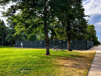 Pickleball courts at Spearfish City Park in South Dakota. Pick up a game while on vacation.