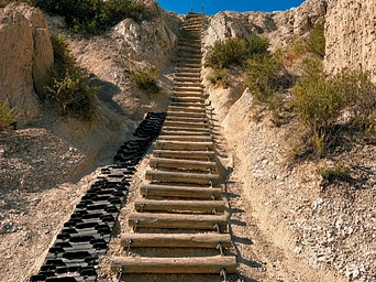 Ladder / steps in one of the Badlands Hikes in South Dakota.