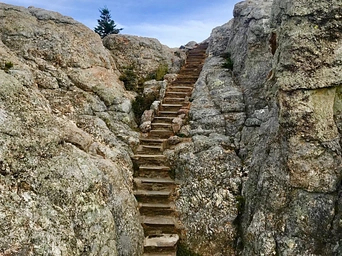 Stone steps on the Black Elk Peak trail. AKA Harney Peak in Black Hills, South Dakota.