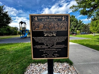 The sign at Kennadi's Playground in Jorgensen Park in Spearfish, SD - describing the reason for the all-abilities park.