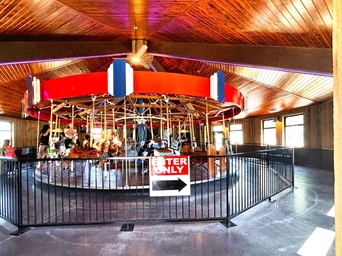 The carousel inside Storybook Island park in Rapid City, South Dakota.
