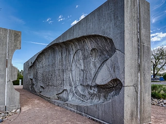 Big fish sculpture at Founders Park in Rapid City.