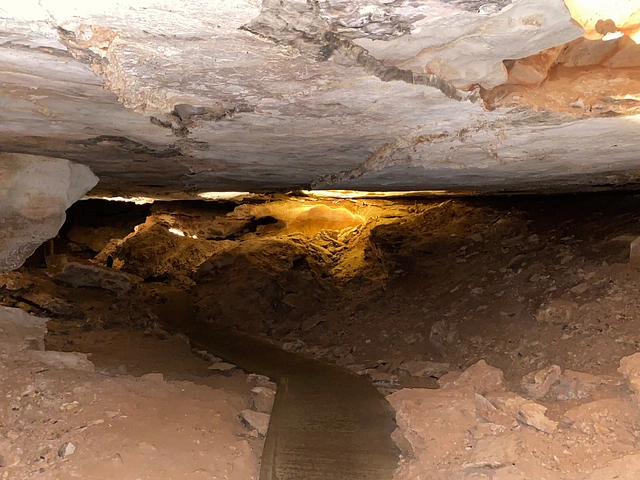 Inside Wind Cave National Park during a cave tour.