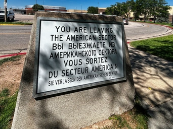 A sign on display at the Berlin Wall Memorial in Rapid City.